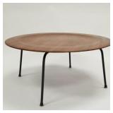 Early Eames CTM walnut dish coffee table- 15 1/2"H