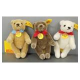 3 small Steiff jointed teddy bears w/ original