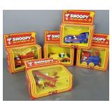 5 Snoopy die cast metal toys in original boxes-