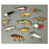 12 vintage fishing lures incl Heddon