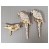 3 vintage Les Bernard costume bird pins s/w stones
