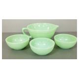 4 pc Fire King jadeite glass - 7.5" dia batter