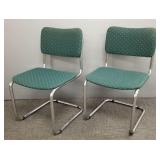 2 vintage tubular steel chairs- 32"H 19"W