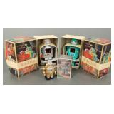 3 contemporary Japan windup tin robots w/ boxes-