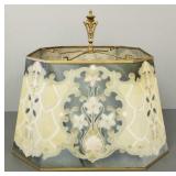 Deco stenciled metal lampshade with finial- 15"H