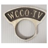 Vintage WCCO-TV microphone flag