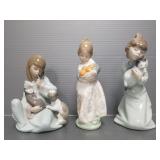 3 Lladro figures: #5640 Cat Nap, #5712 Sleep