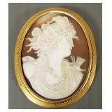 Tested 14k gold antique shell cameo pin/ pendant