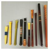 10 vintage cigarette holders incl ejectors, inlaid