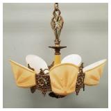Deco 5 light slip shade hanging fixture w/ 2