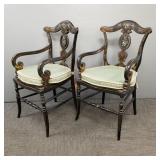 Pr Victorian mother of pearl inlaid lacquered arm