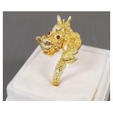 18k gold dragon ring- 10.4g, sz 8.75