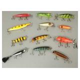 12 vintage fishing lures incl C.C.B. Co, etc