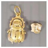 Tested 14k gold scarab pendant & dental gold