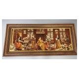 Ornately framed machine tapestry 32"x 70" framed