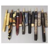 7 vintage fountain pens incl 2 sterling silver,