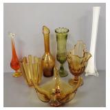 7 mid-century, etc vases incl swung bud vase,