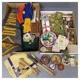 Group Boy Scout items incl patches, banners, hats,