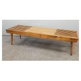 Mid-century adjustable slat bench- 14"H 54"W