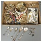 Group vintage costume jewelry incl watches,