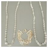 3 pcs sterling silver jewelry: 2- 24"L necklaces &