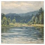 Arts & Crafts signed oil on board river scene-