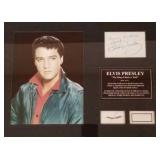 Framed Elvis Presley hair strands, towel swatch &