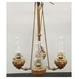 Antique vintage 4-light hanging oil light fixture-