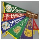 7 vintage Montana, Yellowstone pennants, etc.