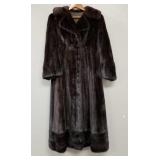 Dark brown full length mink coat 19" chest 50"L