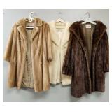 3 vintage mink coats asst color & sizes-