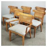 6 mid-century chairs with caned backs incl 1 arm