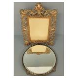 Vintage mirrored plateau & ornate dresser frame -