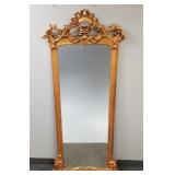 Antique carved & gilt pier mirror with a marble