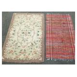2 rugs: vintage floral hooked 2
