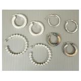 4 pr sterling silver hoop earrings- 29.3g total;