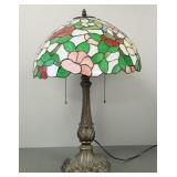 Antique style leaded glass lamp- 24"H 16" shade