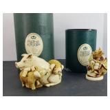 (2) HARMONY KINGDOM PIG & CAT FIGURINES