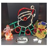 LIGHTED SANTA & SNOWMEN