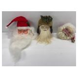 (3) SANTA HEAD ORNAMENTS