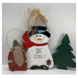 WOOD CHRISTMAS SANTA, SNOWMAN & TREE