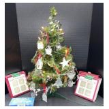 SMALL TREE W/ LONGABERGER & OTHER ORNAMENTS