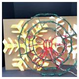 (2) LIGHTED SNOWFLAKES, (1) LIGHTED WREATH