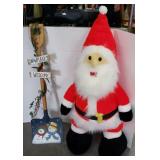 LARGE PLUSH SANTA & SHOVEL DECOR