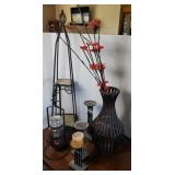 CANDLE, CANDLEHOLDERS, VASE