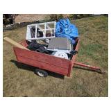 PULL BEHIND GARDEN CART W/ CONTENTS