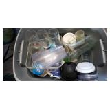 GLASS PITCHER, GLASSWARE IN TOTE
