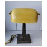 BANKERS LAMP W/ UNIQUE HARVEST GOLD SHADE