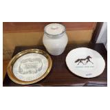 KENTUCKY HORSE PLATE, CROCK COOKIE JAR