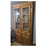 GLASS FRONT CORNER CABINET LIGHTED